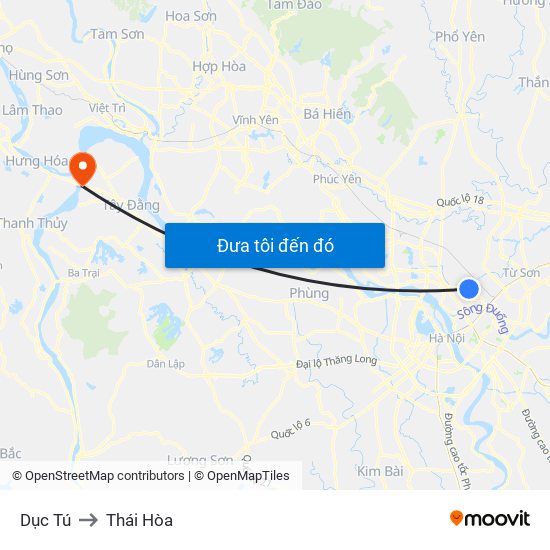 Dục Tú to Thái Hòa map