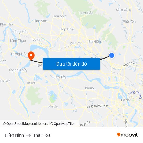 Hiền Ninh to Thái Hòa map
