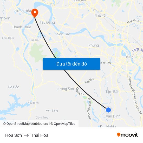 Hoa Sơn to Thái Hòa map