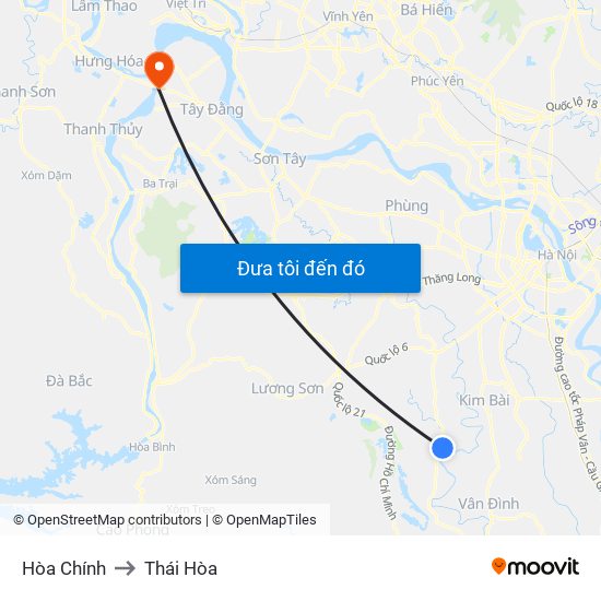 Hòa Chính to Thái Hòa map