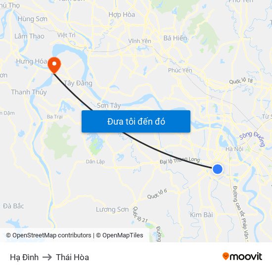 Hạ Đình to Thái Hòa map