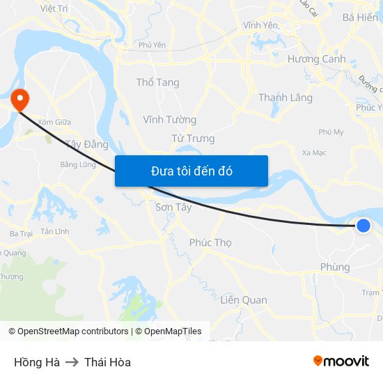 Hồng Hà to Thái Hòa map