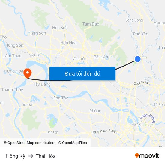 Hồng Kỳ to Thái Hòa map