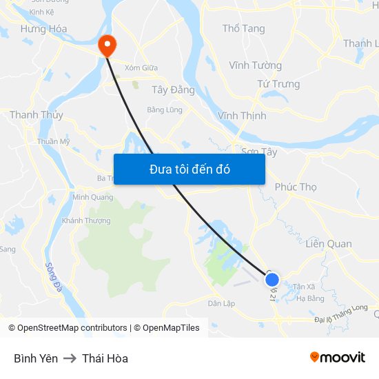 Bình Yên to Thái Hòa map