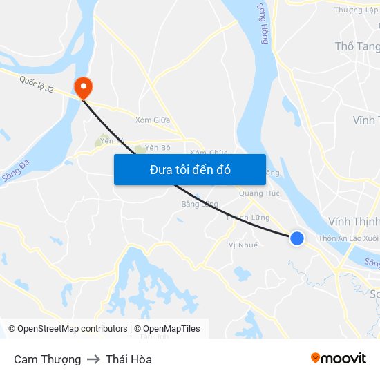 Cam Thượng to Thái Hòa map