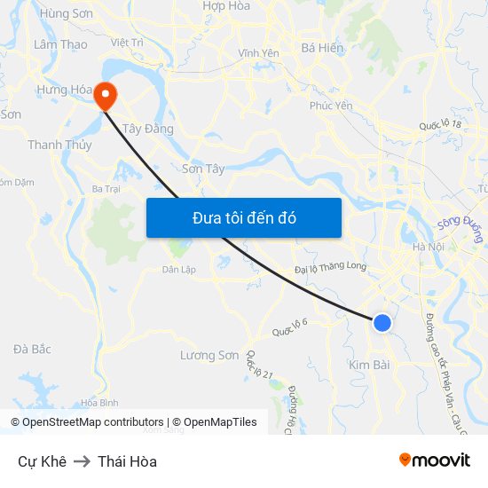 Cự Khê to Thái Hòa map