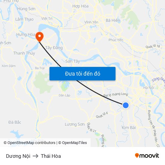 Dương Nội to Thái Hòa map