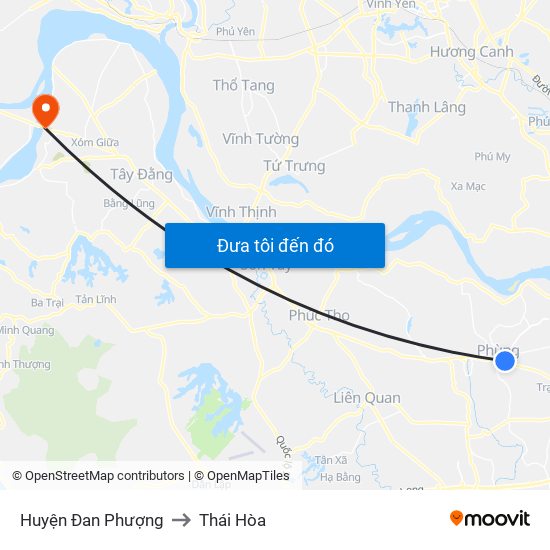 Huyện Đan Phượng to Thái Hòa map