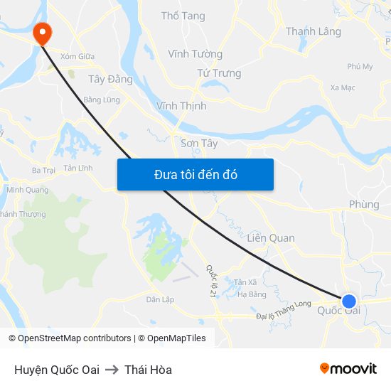 Huyện Quốc Oai to Thái Hòa map