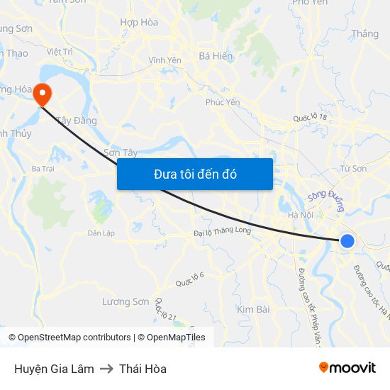 Huyện Gia Lâm to Thái Hòa map