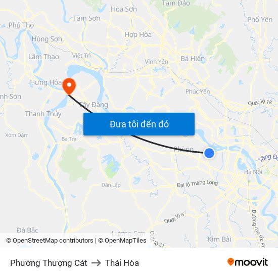 Phường Thượng Cát to Thái Hòa map