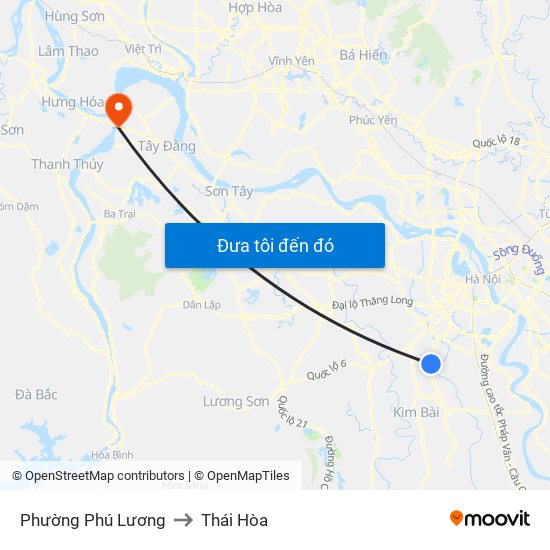 Phường Phú Lương to Thái Hòa map