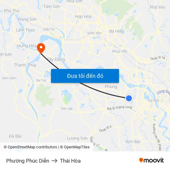 Phường Phúc Diễn to Thái Hòa map