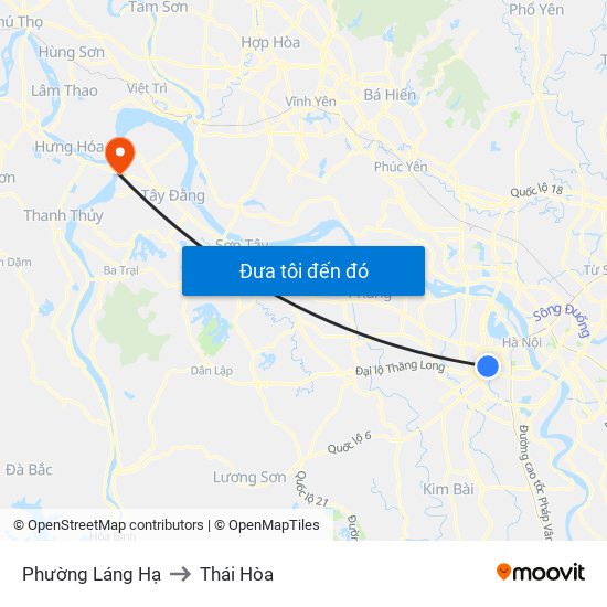 Phường Láng Hạ to Thái Hòa map