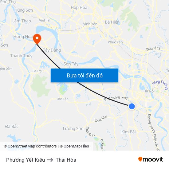 Phường Yết Kiêu to Thái Hòa map