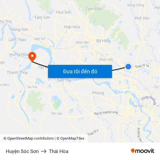 Huyện Sóc Sơn to Thái Hòa map