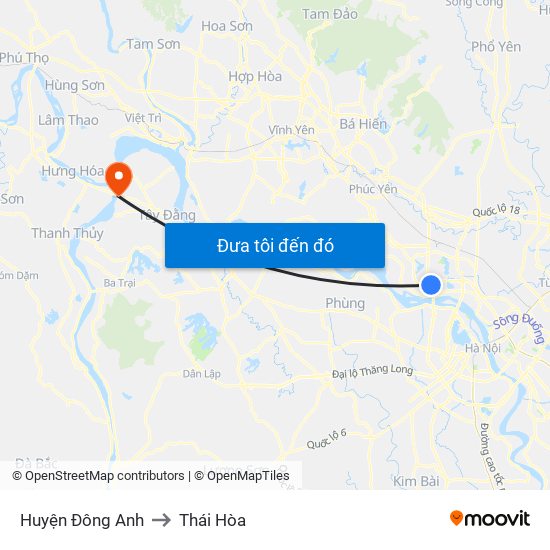 Huyện Đông Anh to Thái Hòa map