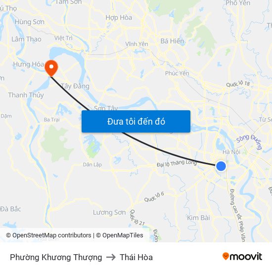 Phường Khương Thượng to Thái Hòa map