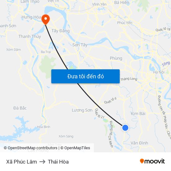Xã Phúc Lâm to Thái Hòa map