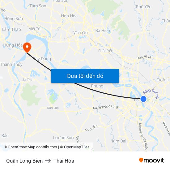 Quận Long Biên to Thái Hòa map