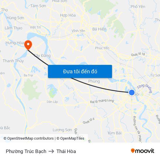 Phường Trúc Bạch to Thái Hòa map