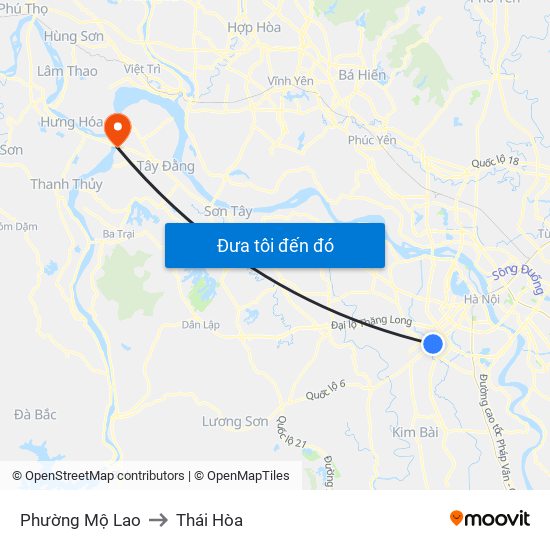 Phường Mộ Lao to Thái Hòa map