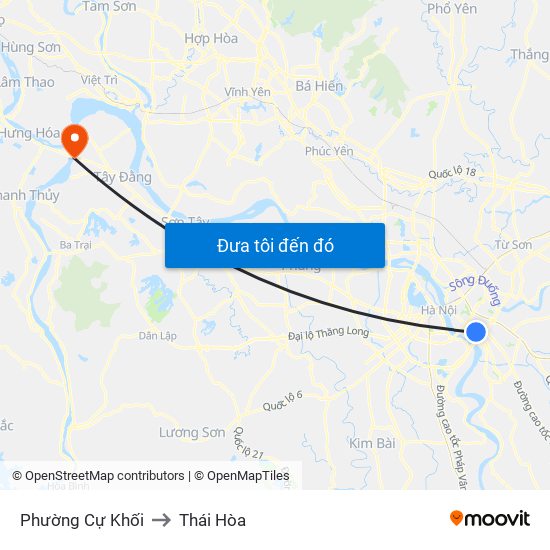 Phường Cự Khối to Thái Hòa map