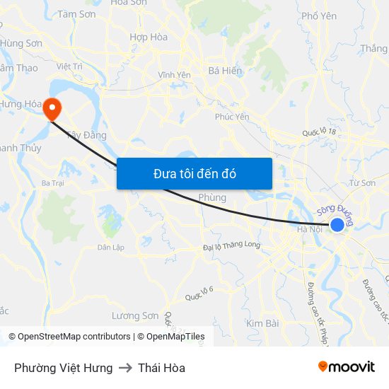 Phường Việt Hưng to Thái Hòa map