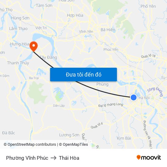 Phường Vĩnh Phúc to Thái Hòa map