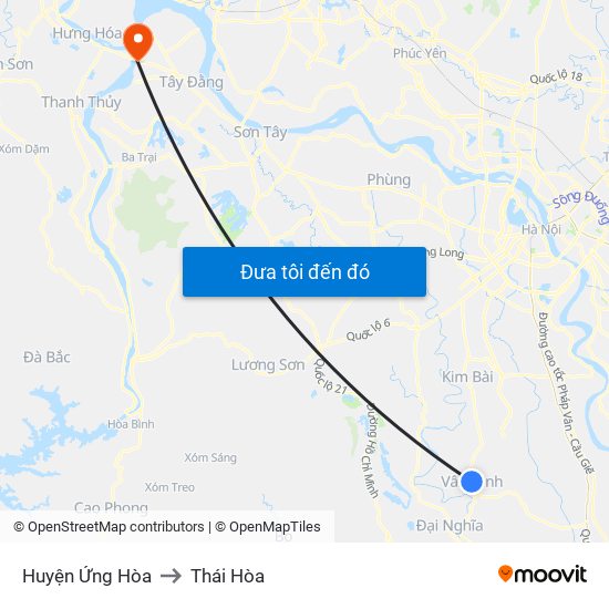 Huyện Ứng Hòa to Thái Hòa map