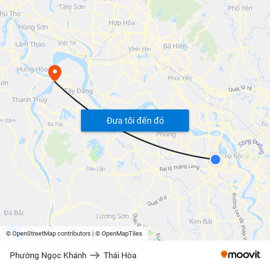 Phường Ngọc Khánh to Thái Hòa map