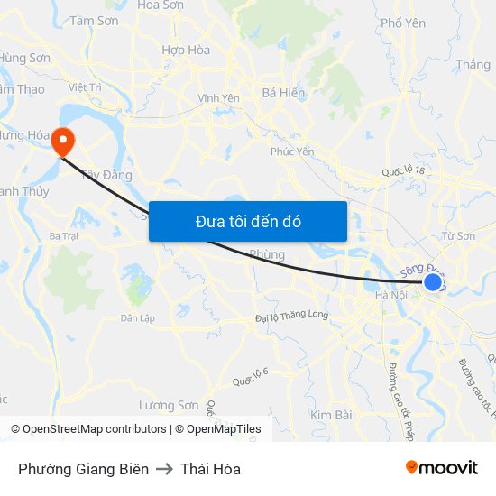 Phường Giang Biên to Thái Hòa map