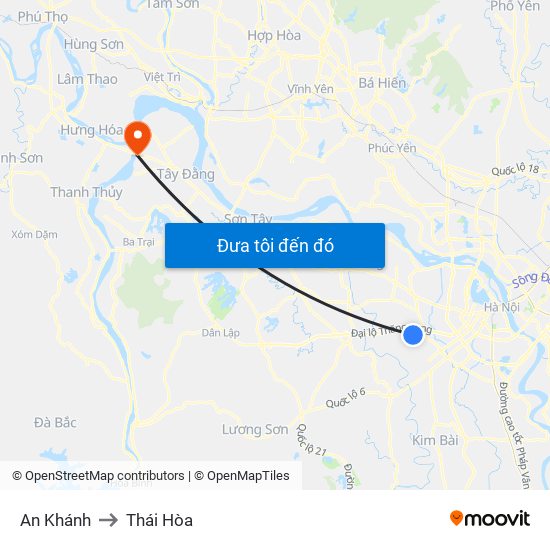 An Khánh to Thái Hòa map