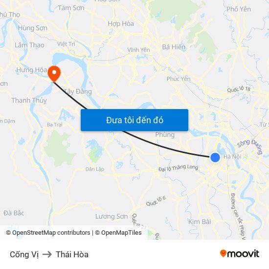 Cống Vị to Thái Hòa map