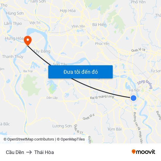 Cầu Dền to Thái Hòa map