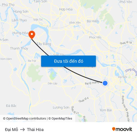 Đại Mỗ to Thái Hòa map