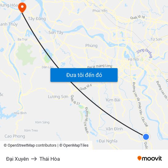 Đại Xuyên to Thái Hòa map