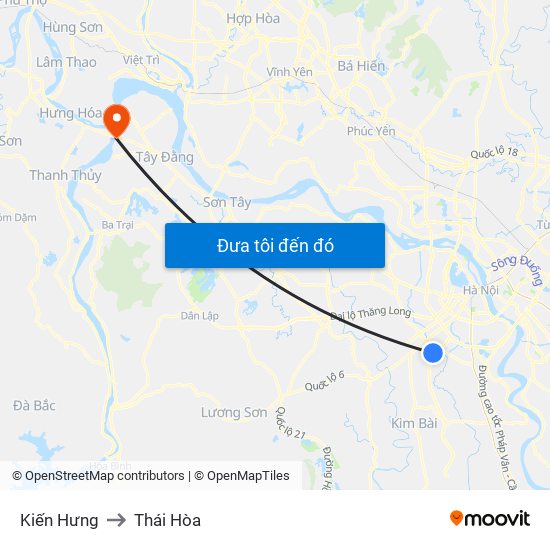 Kiến Hưng to Thái Hòa map