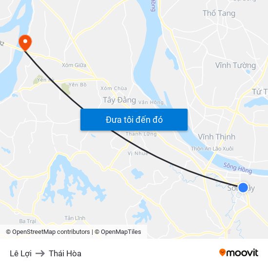 Lê Lợi to Thái Hòa map