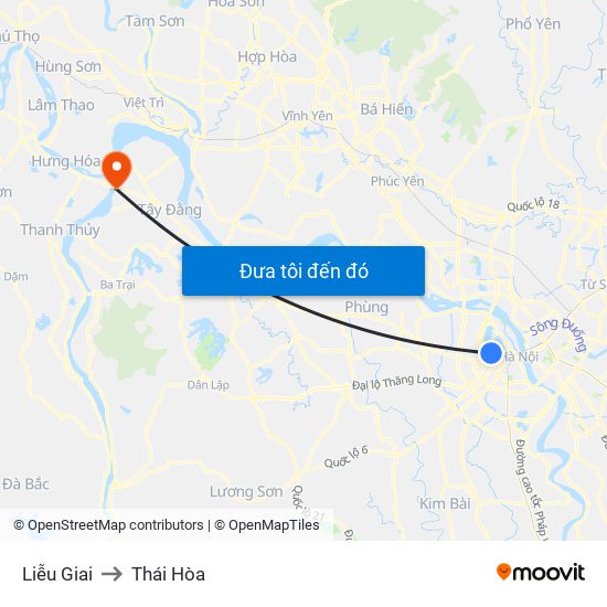 Liễu Giai to Thái Hòa map