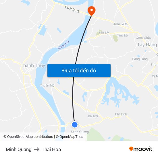 Minh Quang to Thái Hòa map