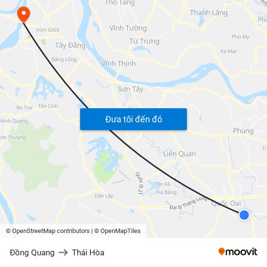 Đồng Quang to Thái Hòa map