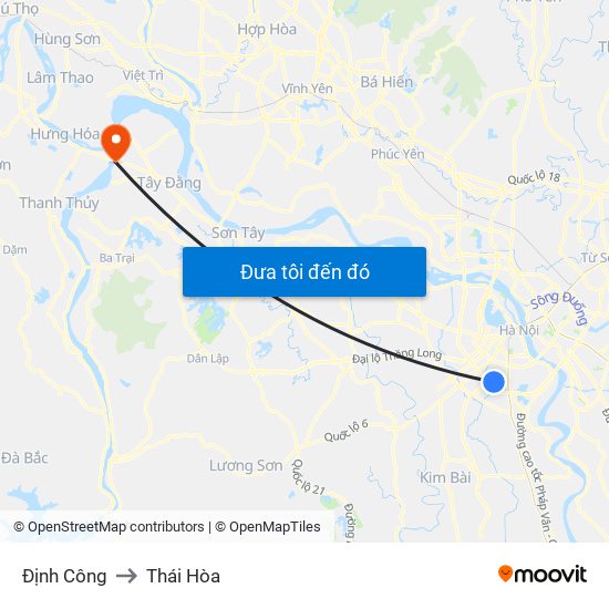 Định Công to Thái Hòa map