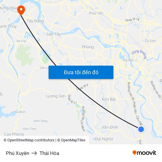 Phú Xuyên to Thái Hòa map