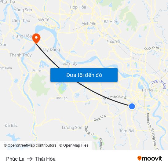 Phúc La to Thái Hòa map