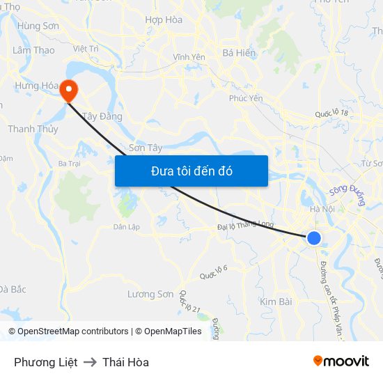 Phương Liệt to Thái Hòa map