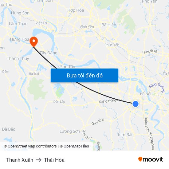 Thanh Xuân to Thái Hòa map