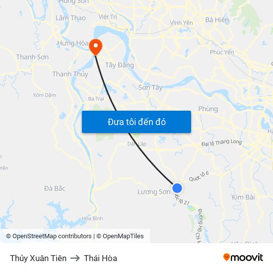 Thủy Xuân Tiên to Thái Hòa map