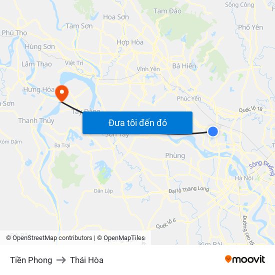 Tiền Phong to Thái Hòa map