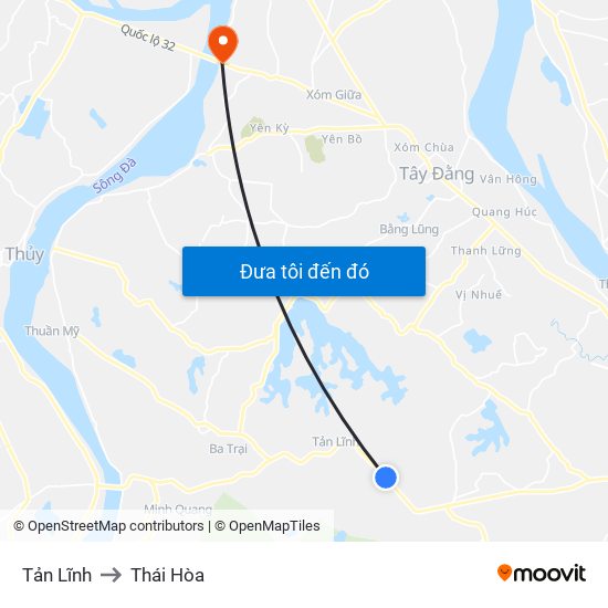 Tản Lĩnh to Thái Hòa map